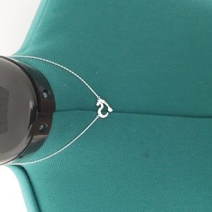 Silver-plated chain with a swan and cubic stone